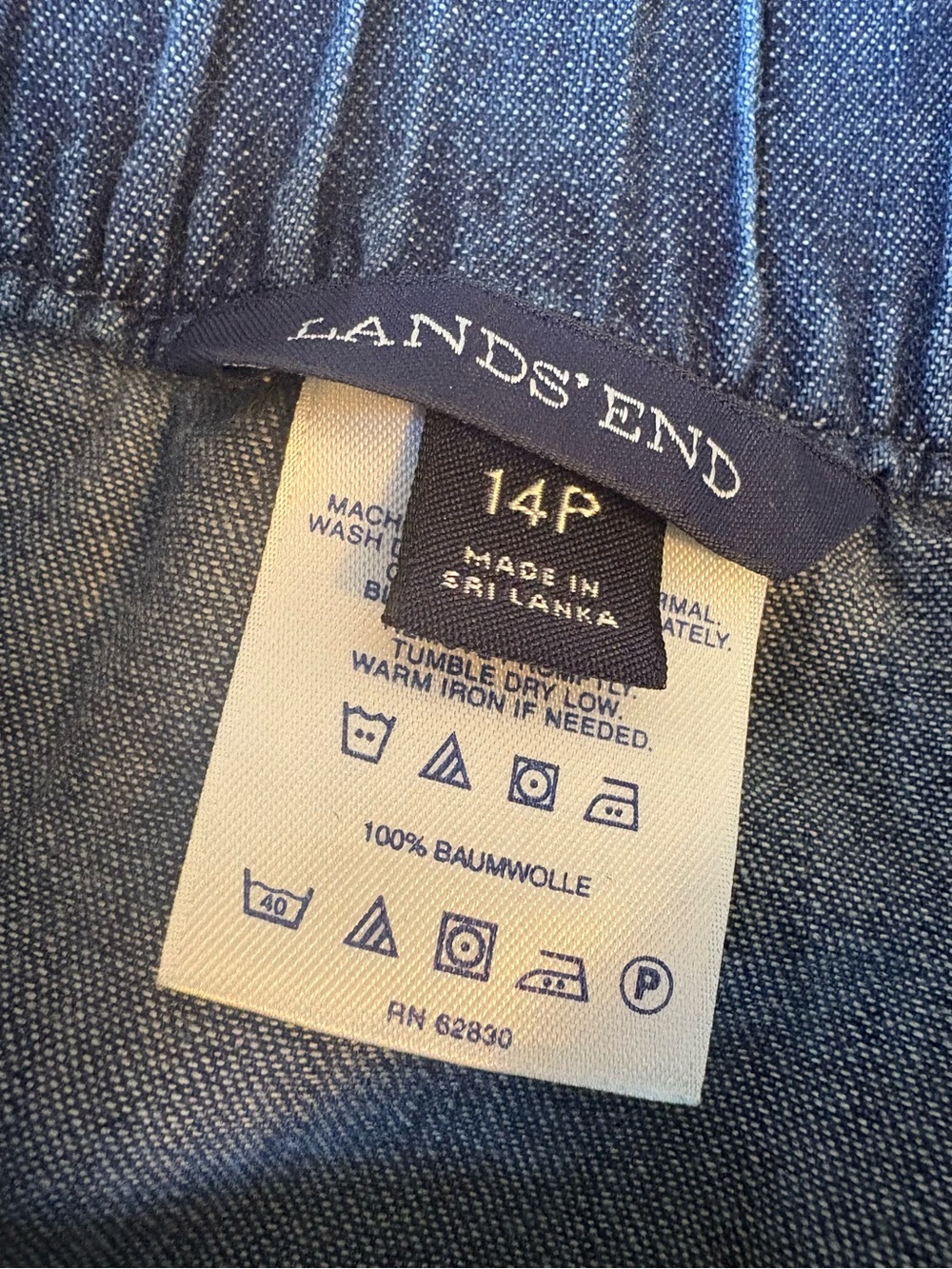 Land’s End Denim Skirt Classic Pockets Petite 100% Cotton - Picture 5 of 8